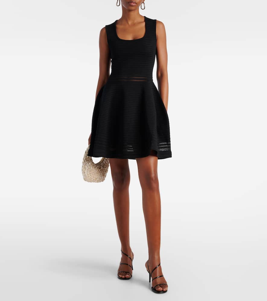 Lottie ribbed-knit sheer minidress