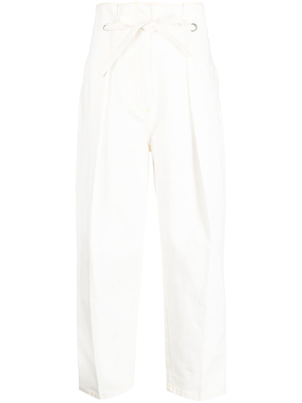 Pleat-detail straight-leg trousers - White
