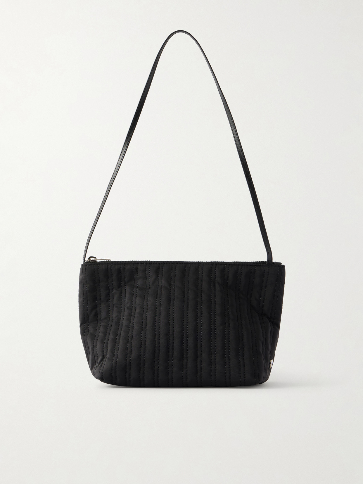 Corset Leather-trimmed Quilted Satin-shell Shoulder Bag - Black