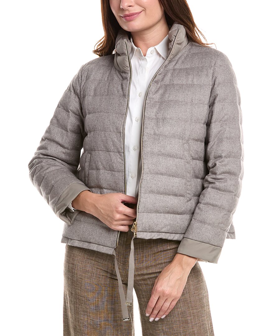 Silk & Cashmere-Blend Quilted Down Jacket
