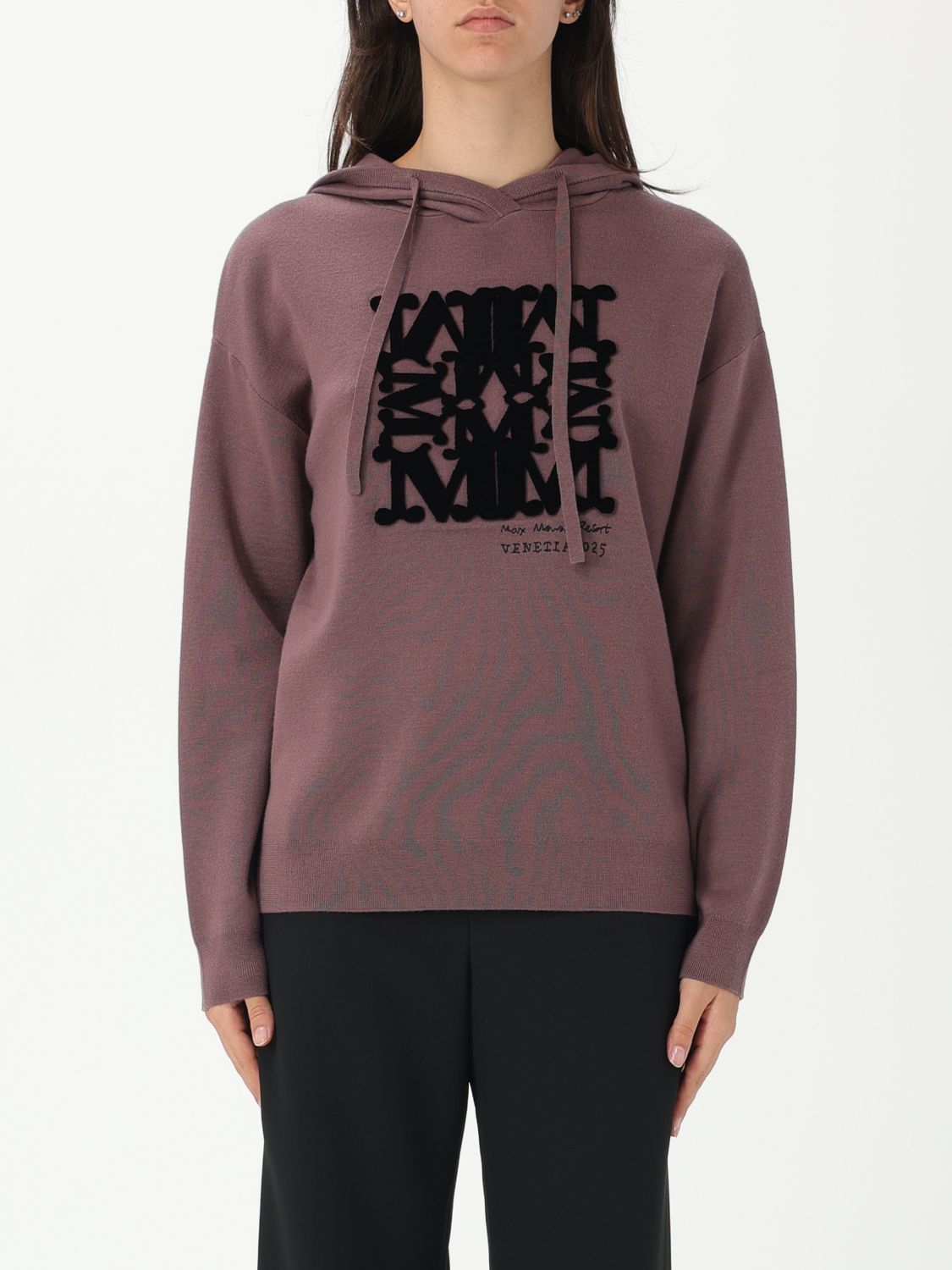 Flocked-logo hoodie - Brown