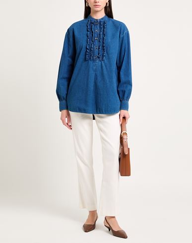 Woman Top Blue Size 6 Cotton