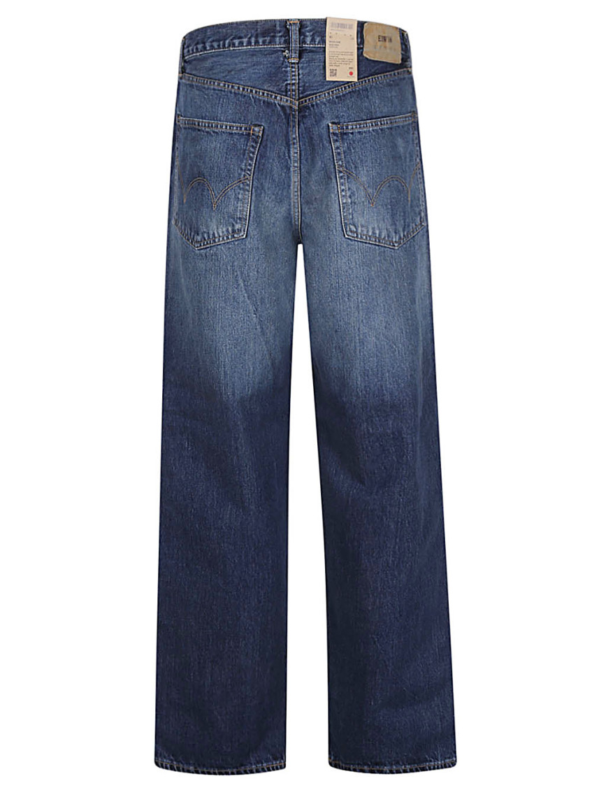 Navy Blue Wide-leg Denim Jeans