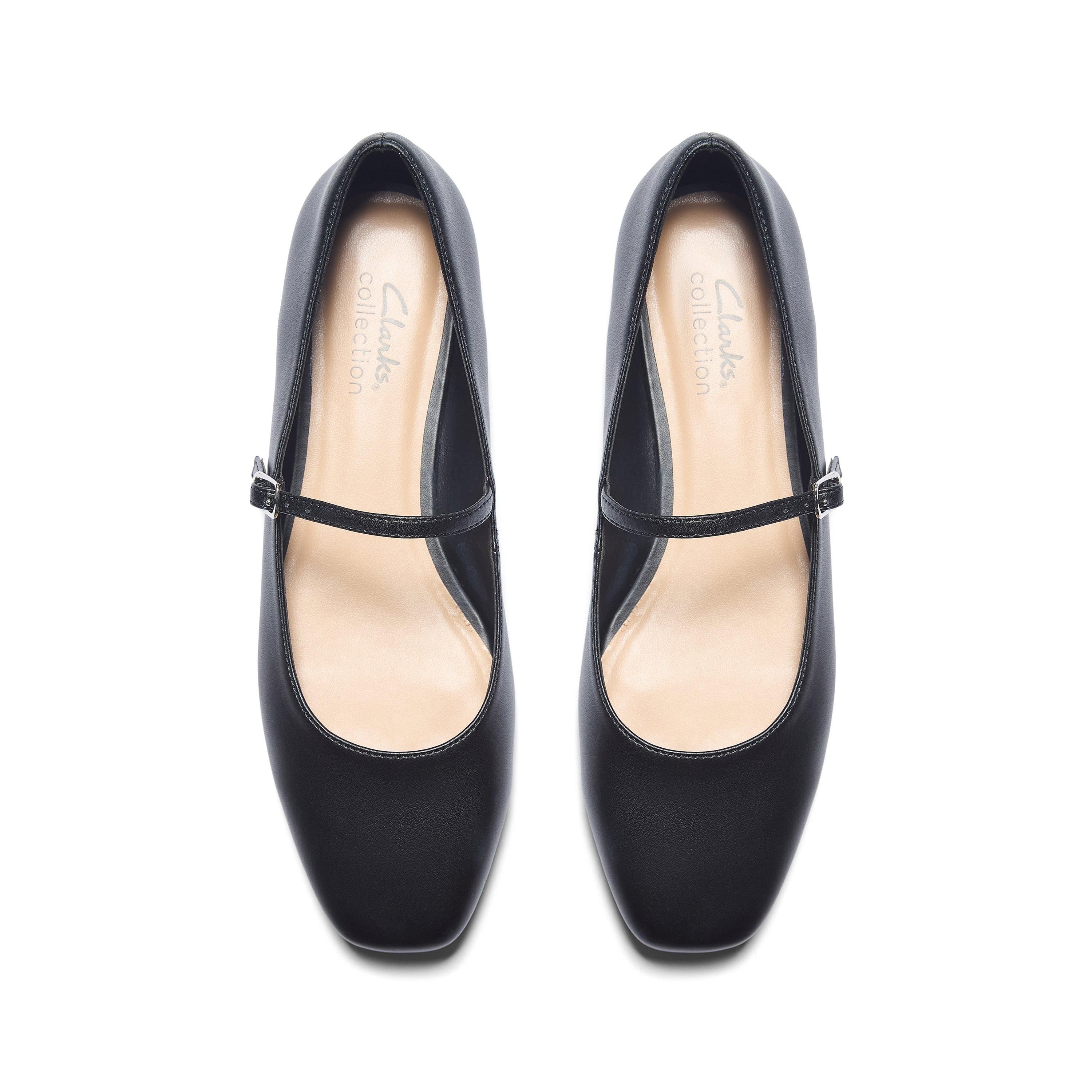 Clarks Emelina Gem Black Smooth Bar Shoes,pumps,ballet Pump