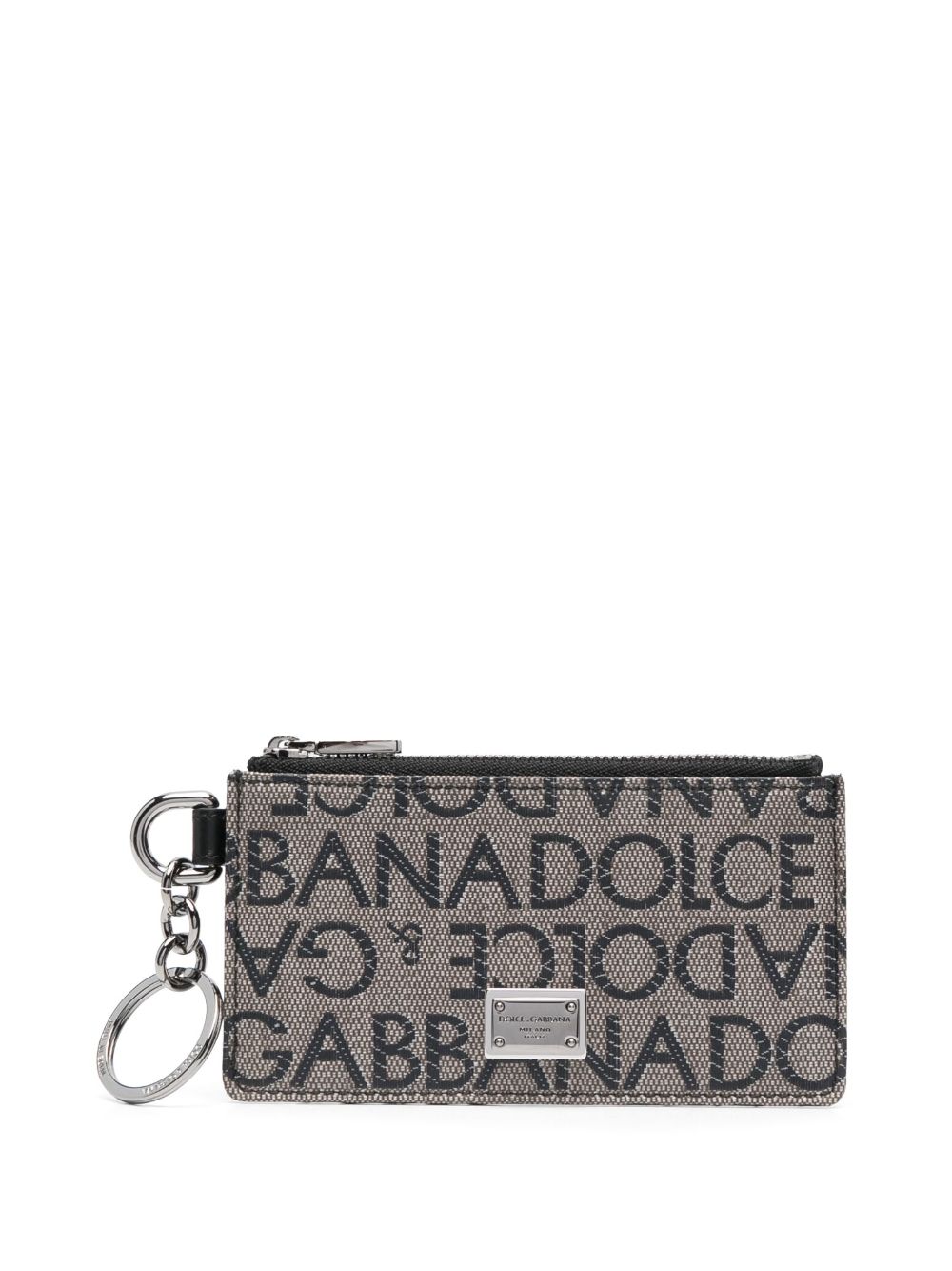 Keyring-attachment monogram-pattern wallet - Neutrals