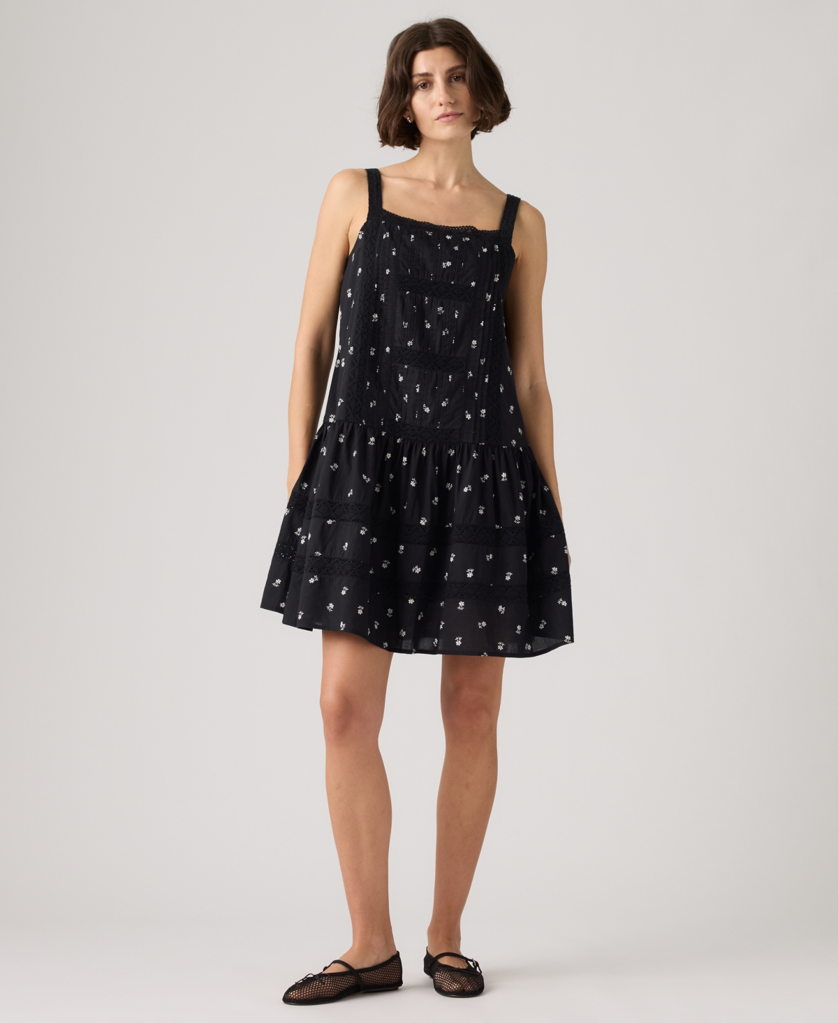 Women's Kate Floral Square Neck Mini Dress - Angela Daisy V3 Anthracite