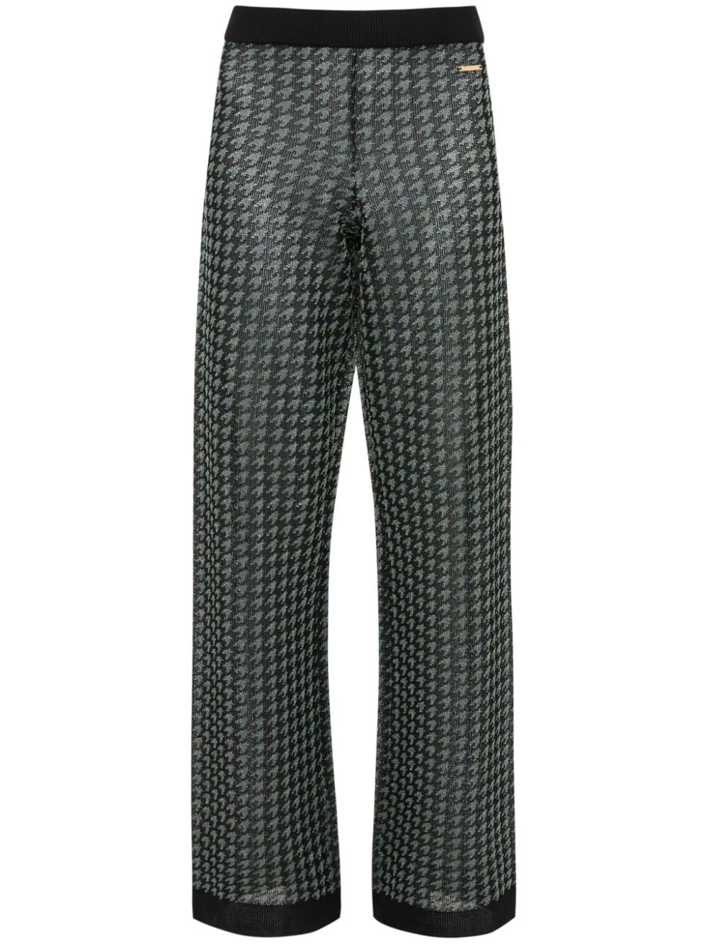 Check-pattern logo-plaque trousers - Black