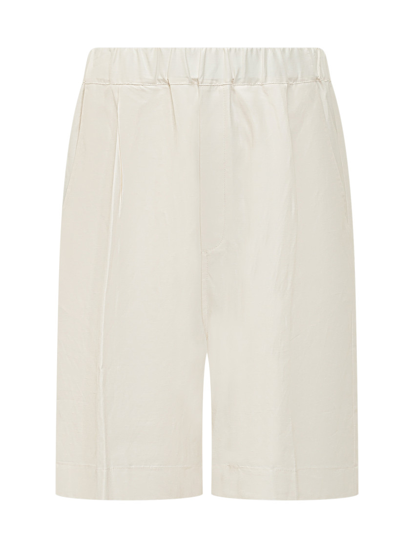 Off White Solid Shorts