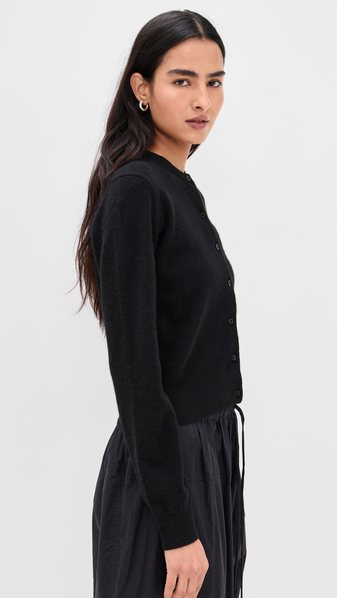 Cashmere Crew Neck Cardigan Black