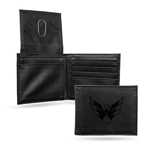 NHL Laser-Engraved Black Billfold Wallet