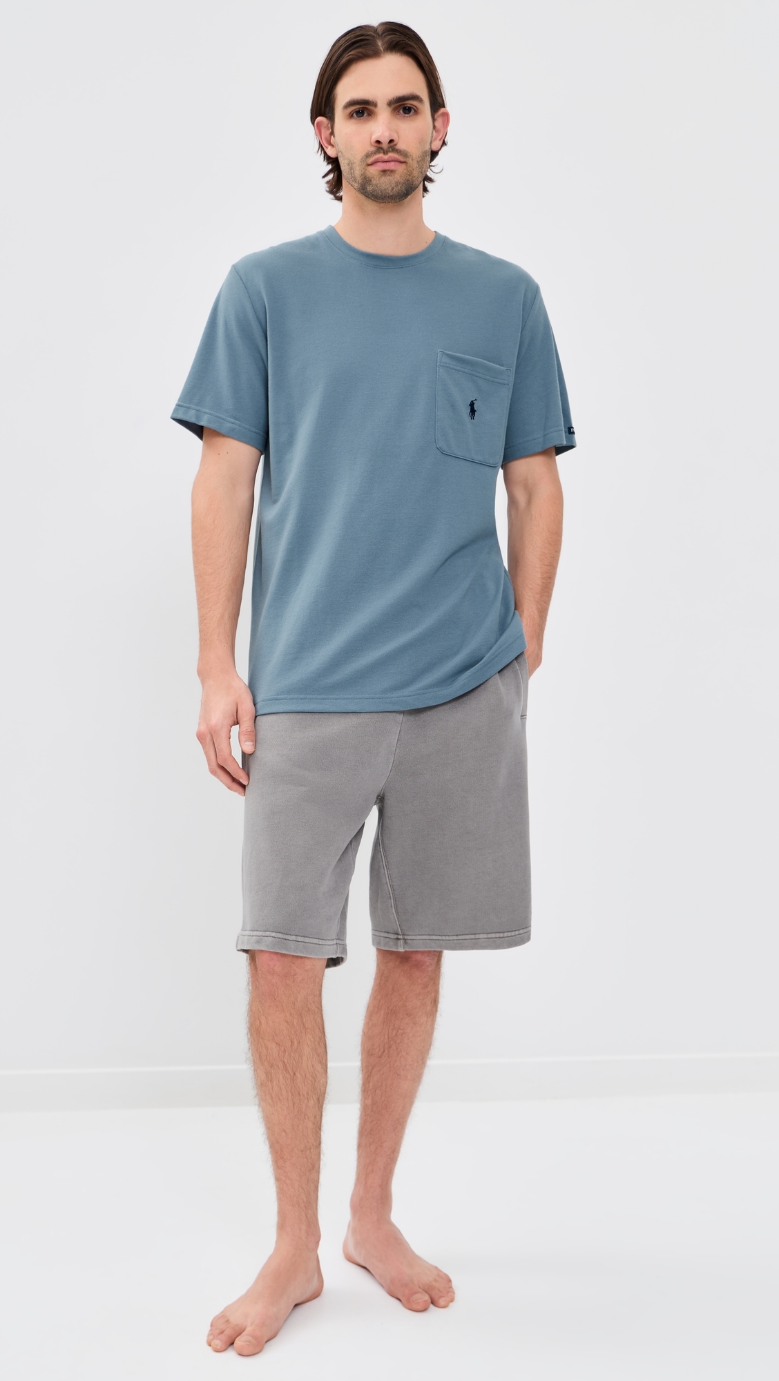 Feather Weight Mesh Pocket Crew Tee Bluestone/Cruise Navy PP