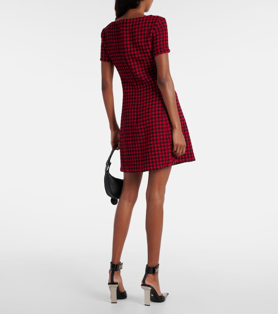 Checked wool-blend tweed mini dress