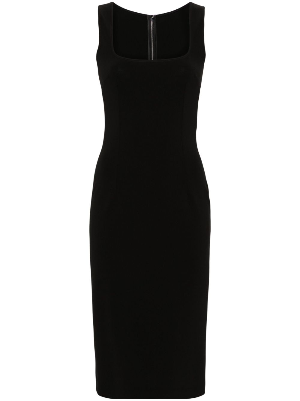 Square-neck sleeveless midi dress - Black