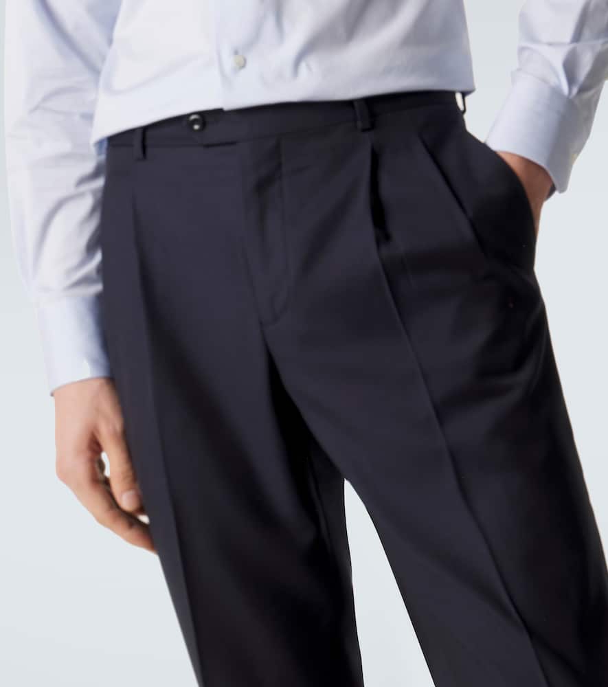Pleated virgin wool straight pants