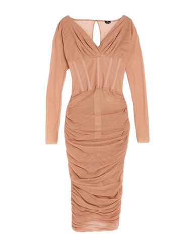 Elisabetta Franchi Woman Midi dress Sand Size 8 Cotton, Elastane