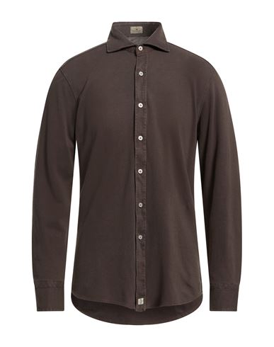 Man Shirt Dark brown Size L Cotton