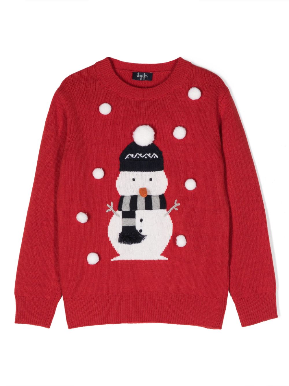 Snowman-print crew-neck jumper - Blue