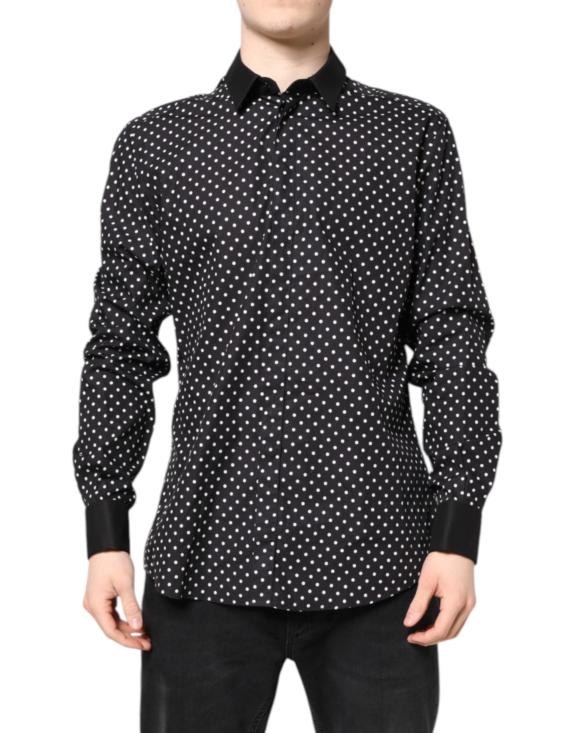 Polka Dot Cotton Shirt — Black