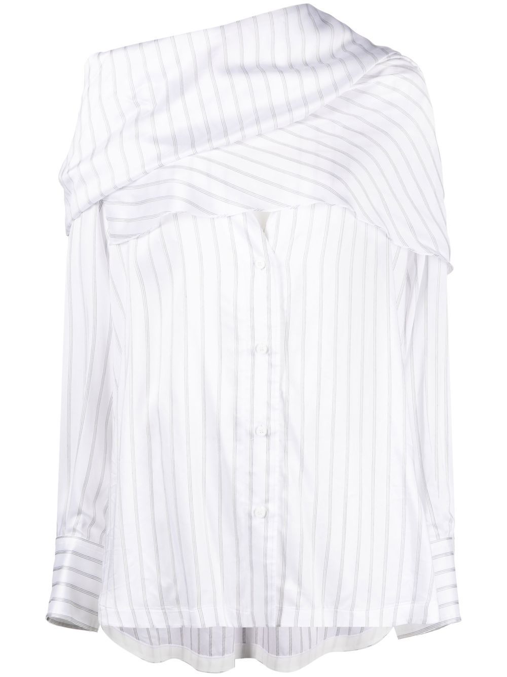 Striped asymmetric shirt - White