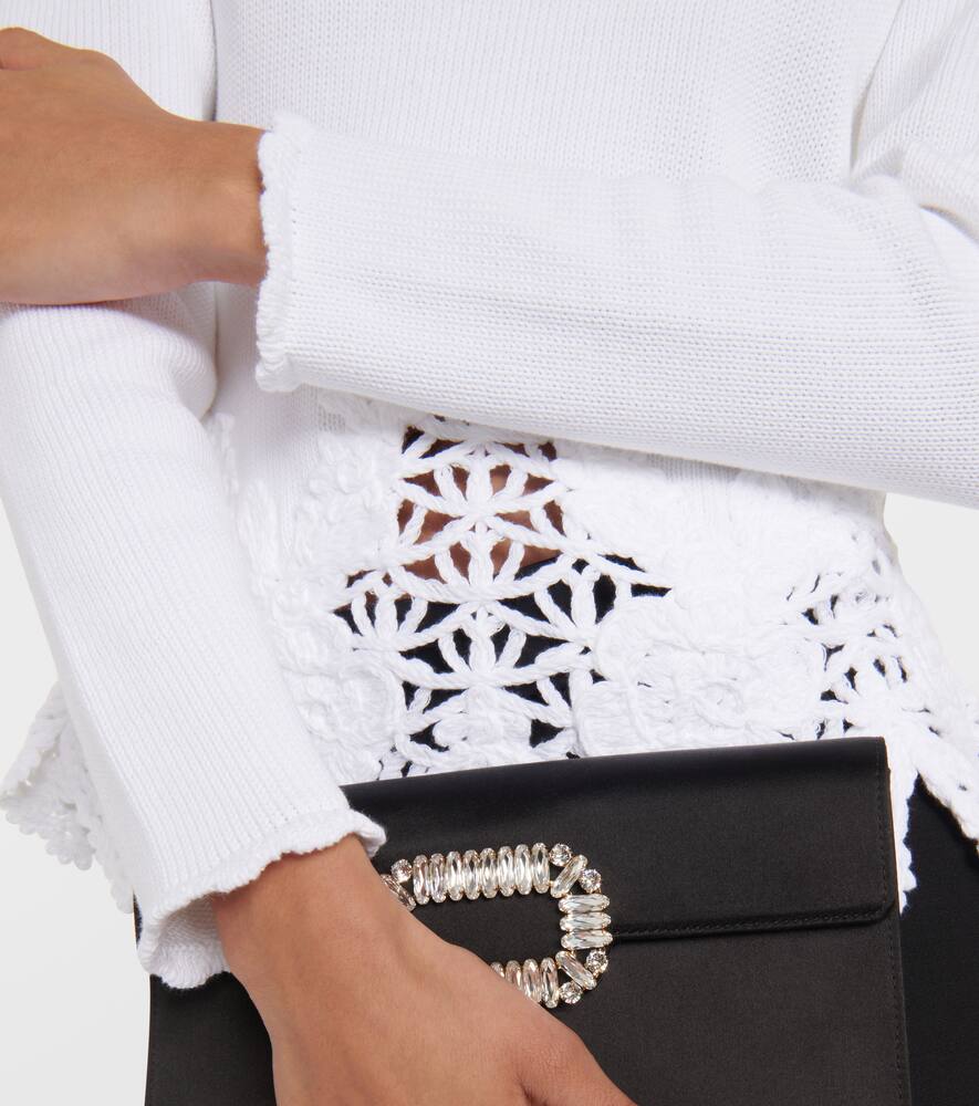 Lace-trimmed cotton sweater