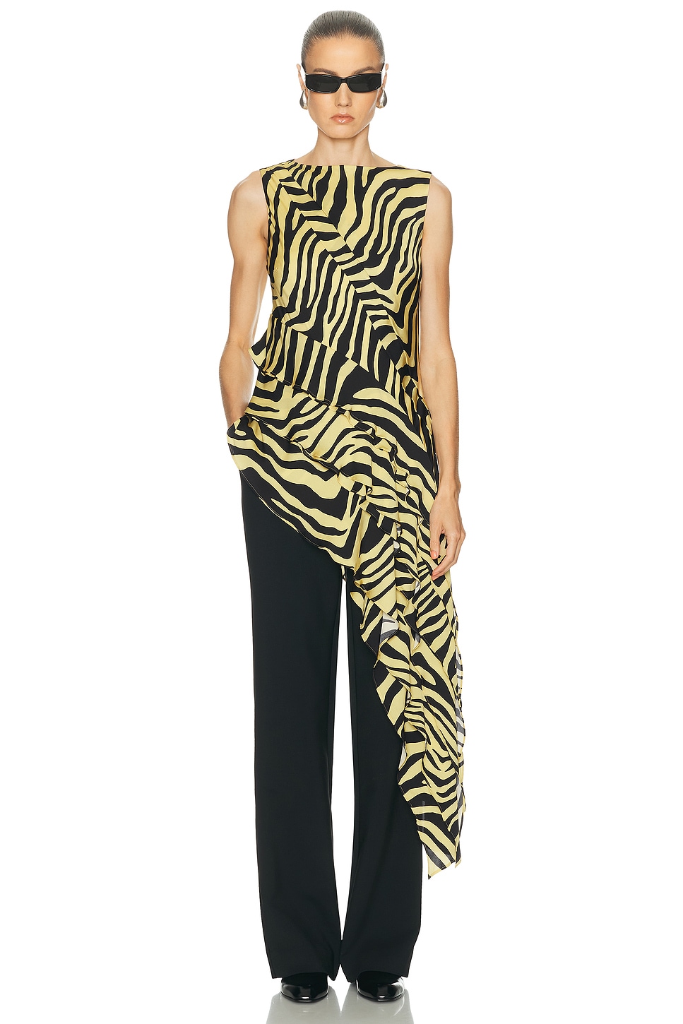 SRG Everlee Silk Top in Zebra Print - Brown. XS also in M, S