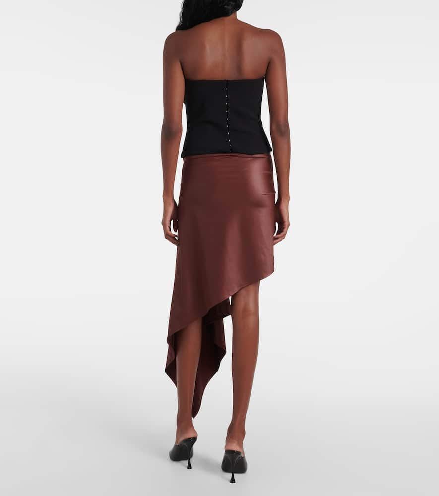 Floral-appliqué satin miniskirt