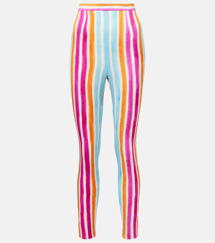 Striped silk-blend leggings