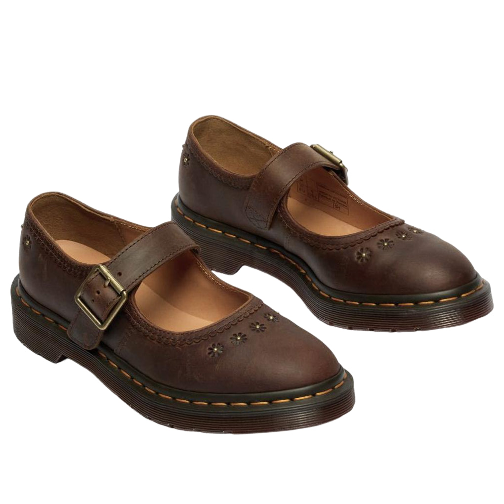 (WMNS) Mary Jane Flower Shoes 'Dark Brown'