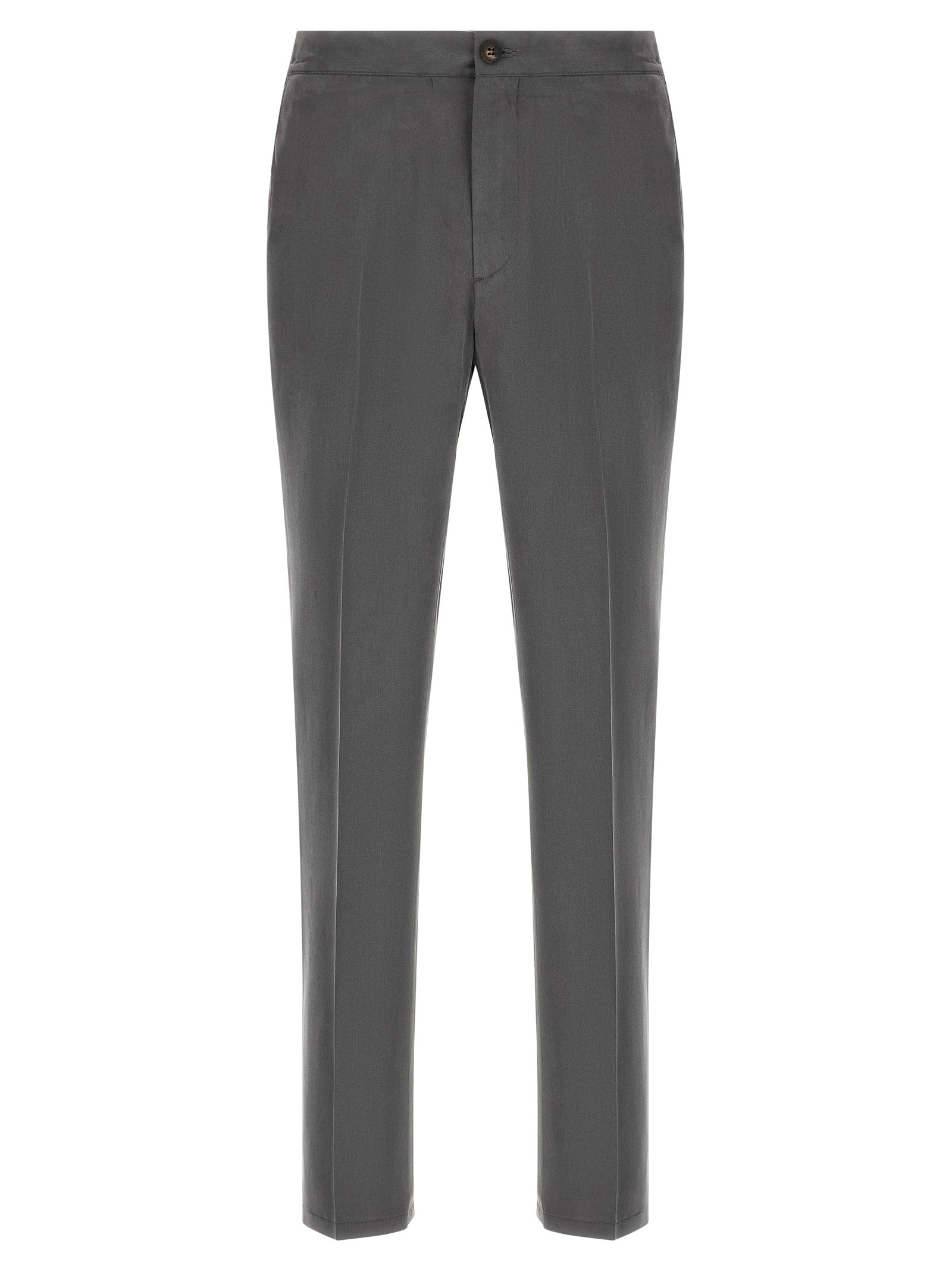 Lyocell Straight-Leg Trousers — Gray