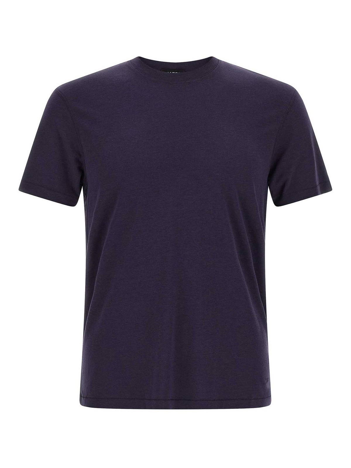 Blue Crewneck T-shirt With Logo Embroidery On The Front In Cotton Blend Man