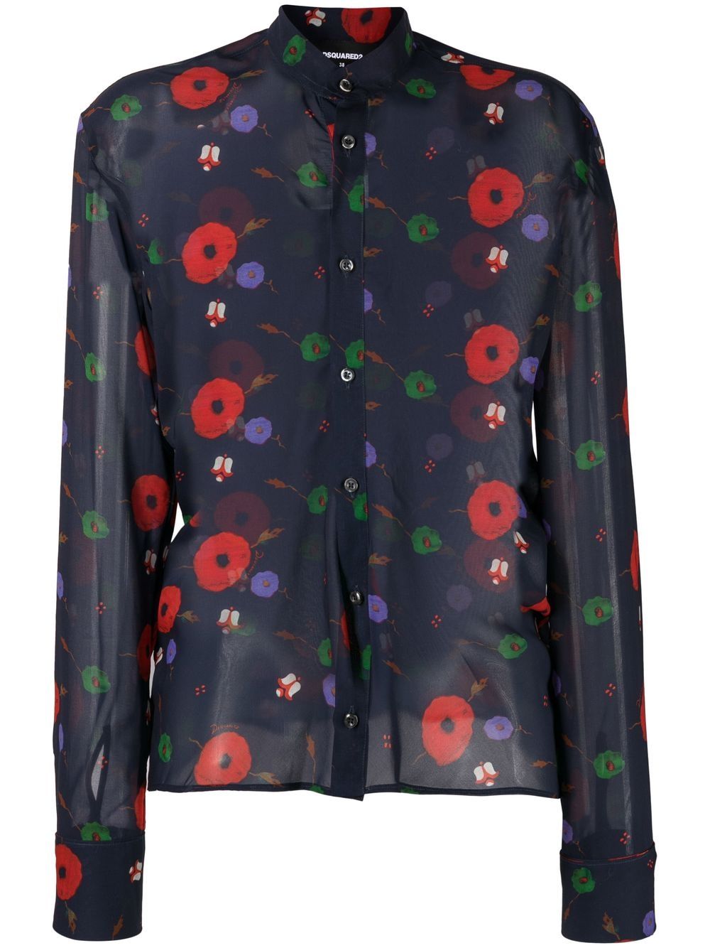 Floral-print long-sleeved shirt - Blue