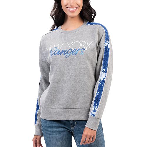 Women's Gray New York Rangers Penalty Box Pullover Sweatshirt