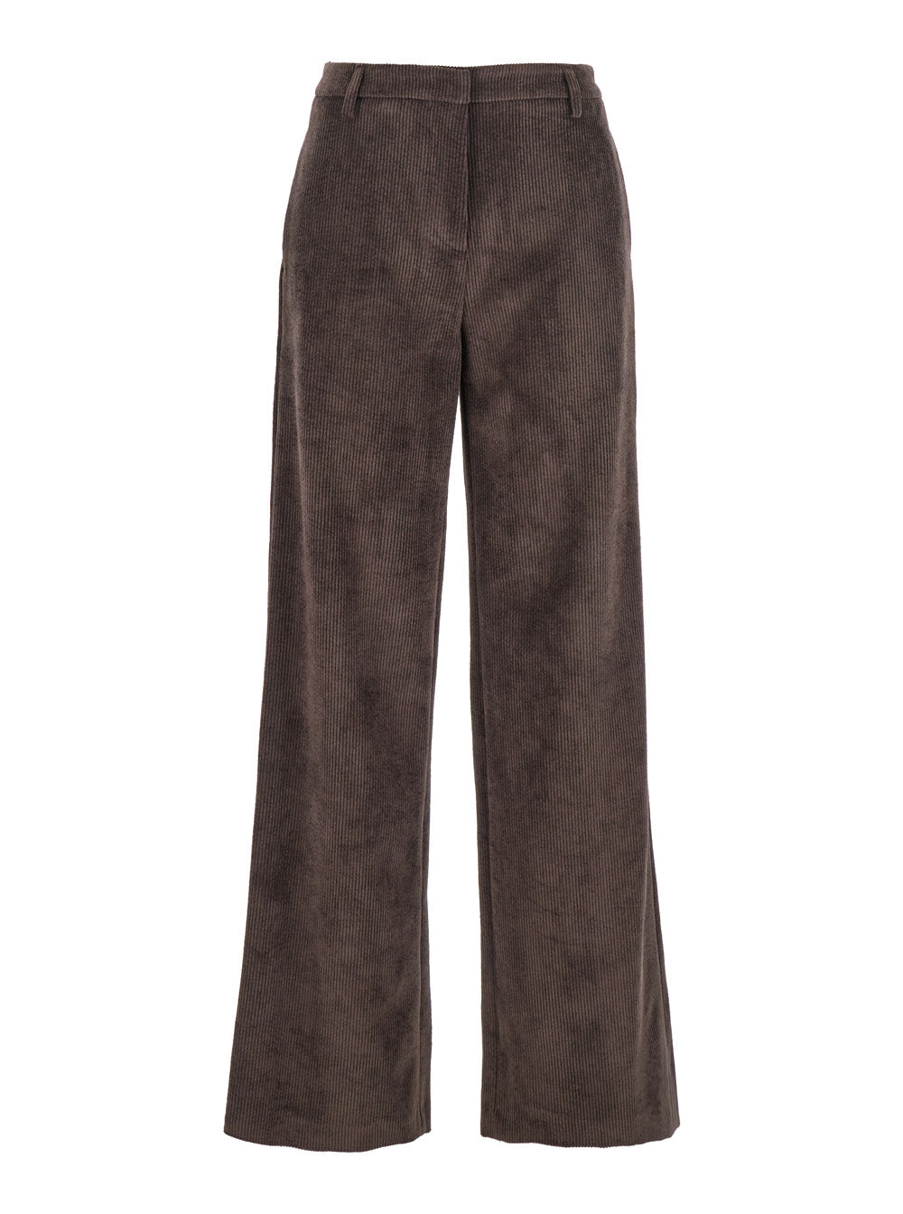 Ribbed Velvet Trousers — Brown