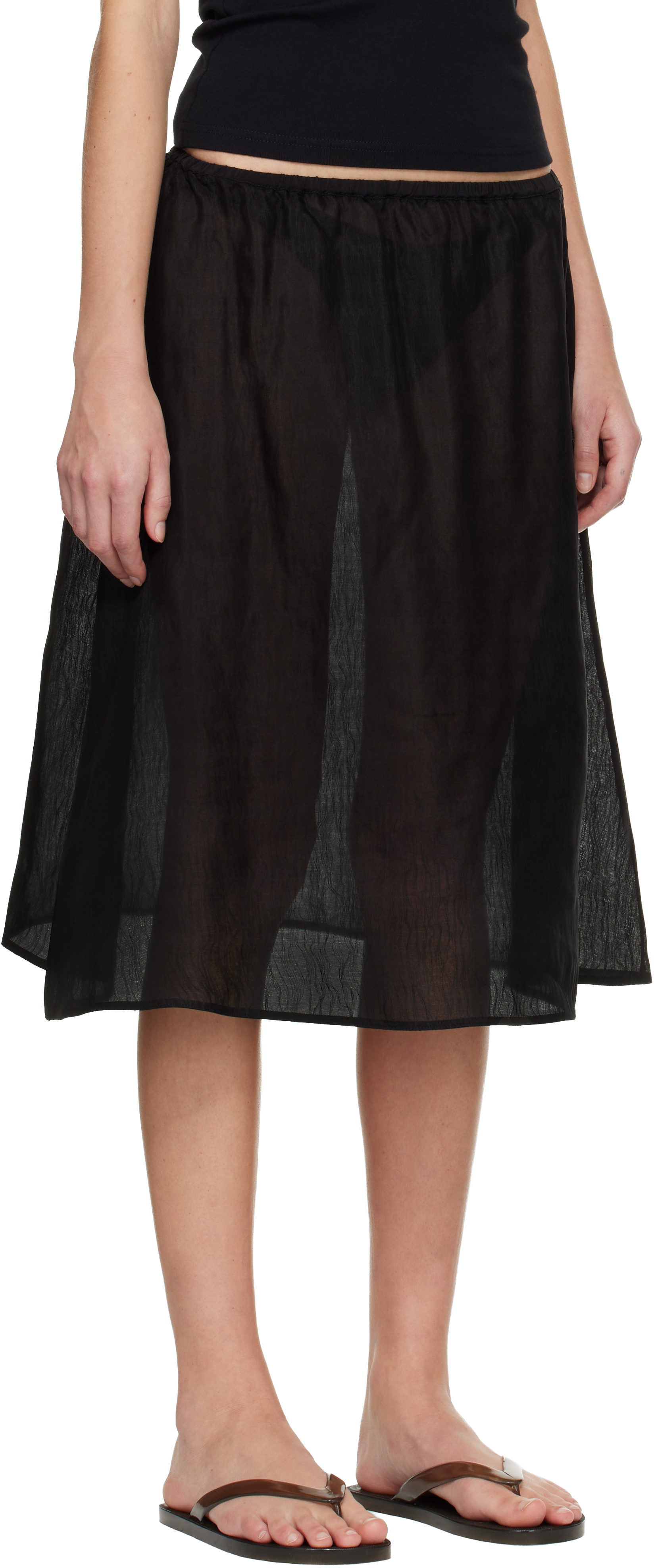 Black Sheer Midi Skirt