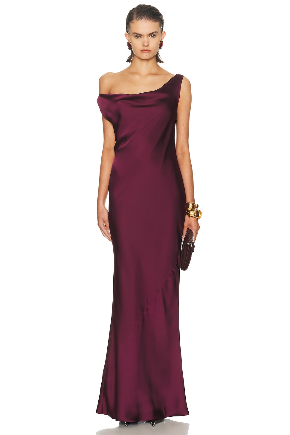 Norma Kamali Drop Shoulder Maria Gown in Plum - Burgundy. XS also in