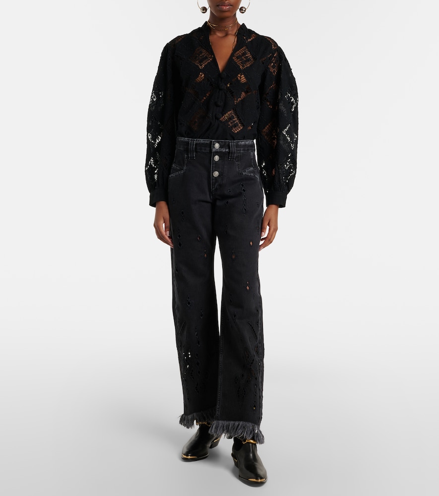 Amia broderie anglaise flared jeans