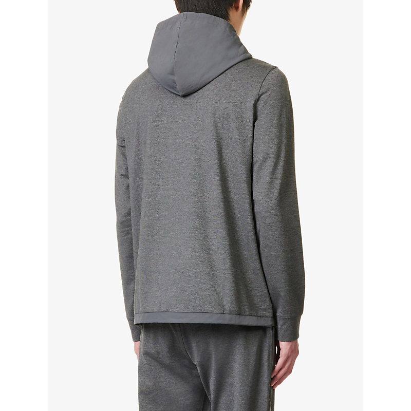 Mens Charcoal Heather Sunday Kangaroo-pocket Recycled-polyester Hoody 