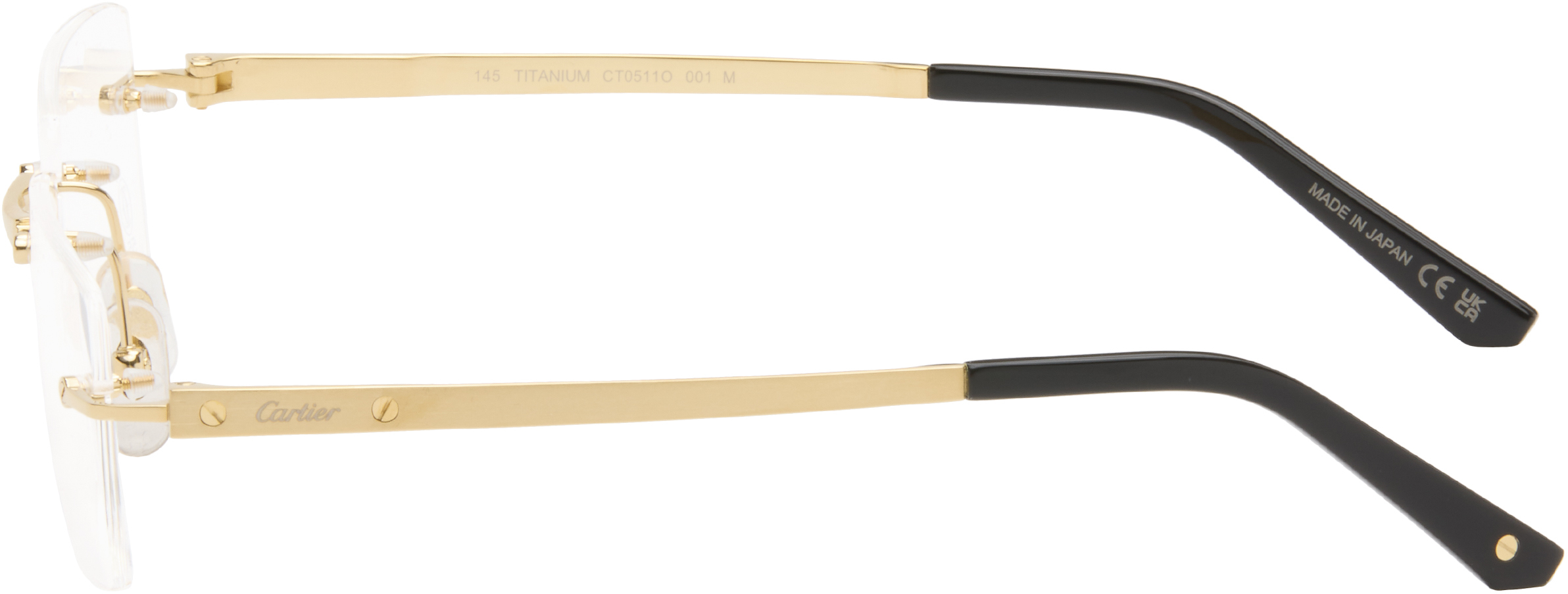 Gold 'Santos de ' Rectangular Titanium Glasses