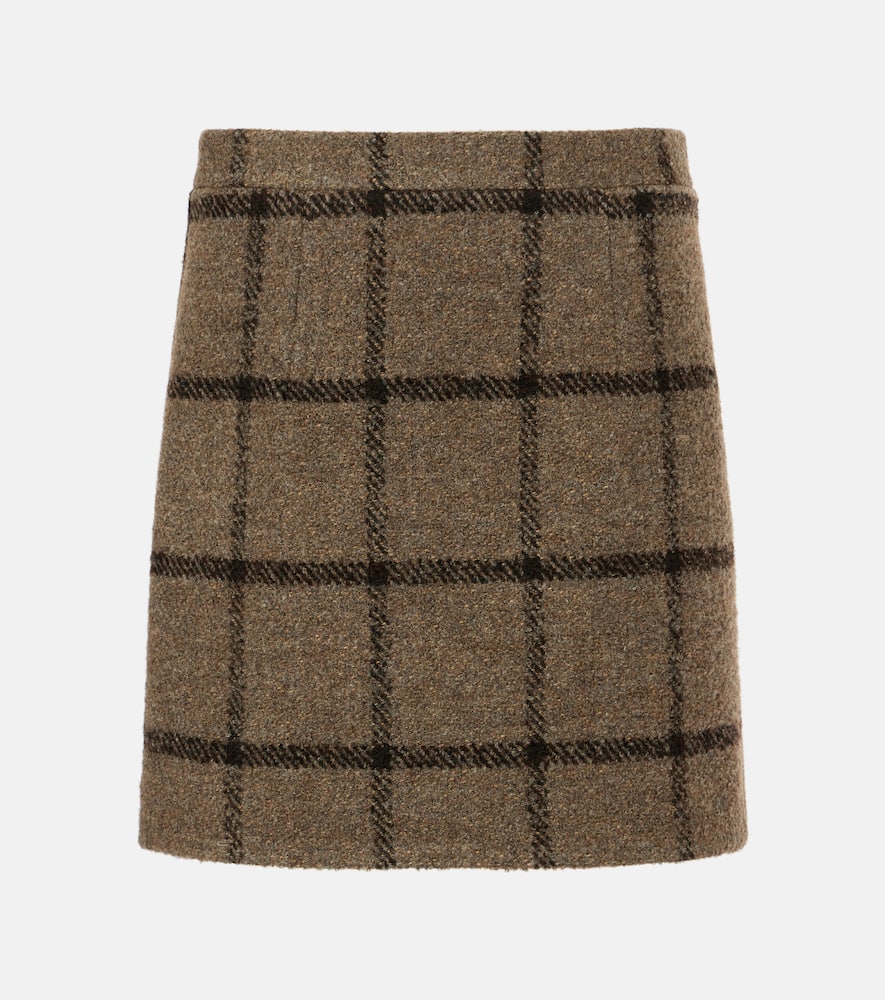 Checked wool-blend tweed miniskirt
