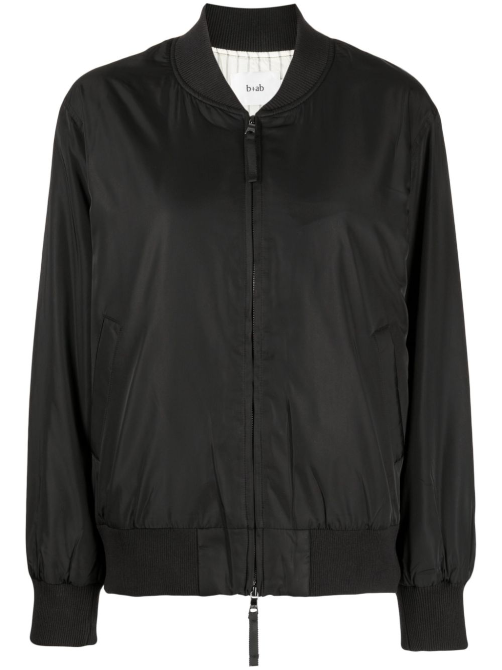 Baseball-collar zip-up bomber jacket - Black