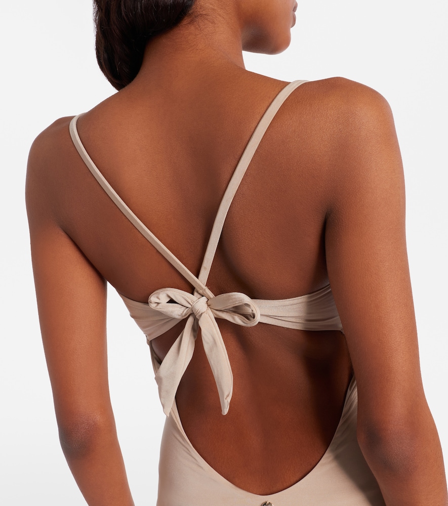 Curva ruched halterneck swimsuit