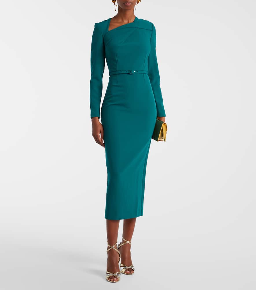 Belted crêpe midi dress