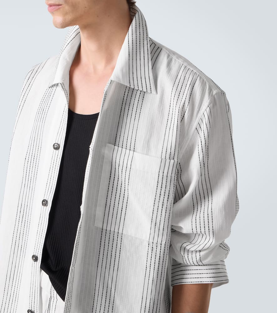 Kantha striped cotton overshirt