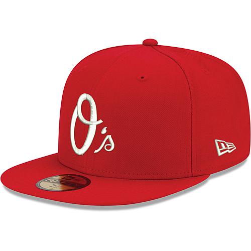 Officially Licensed Fanatics MLB Men's Orioles White Logo Fitted Hat
