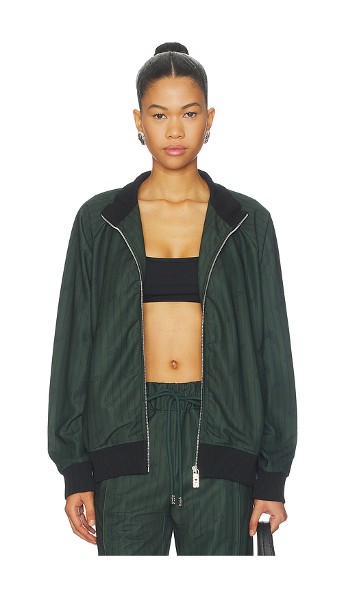GCDS Triacetate Pinstripe Track Jacket in Dark Green. - M also in