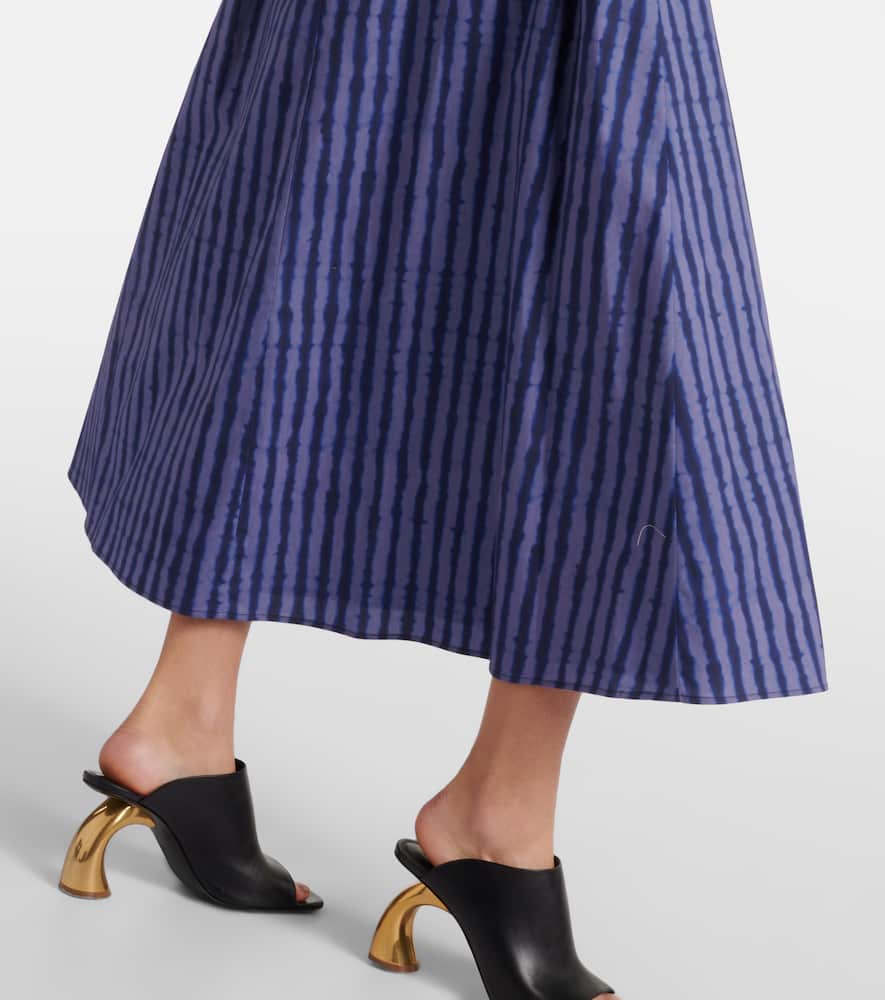 Ruched cotton-blend midi dress