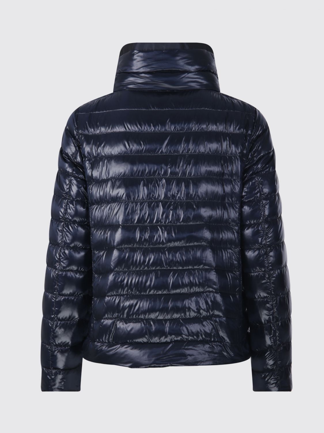 Short Puffer Jacket In Ice Nylon With Metal Buttons