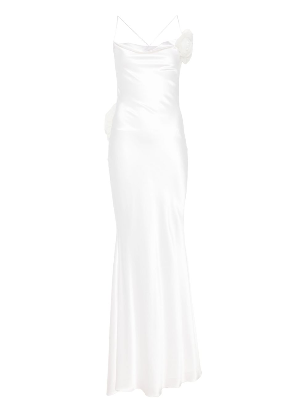 Parlor floral-appliqué maxi dress - White