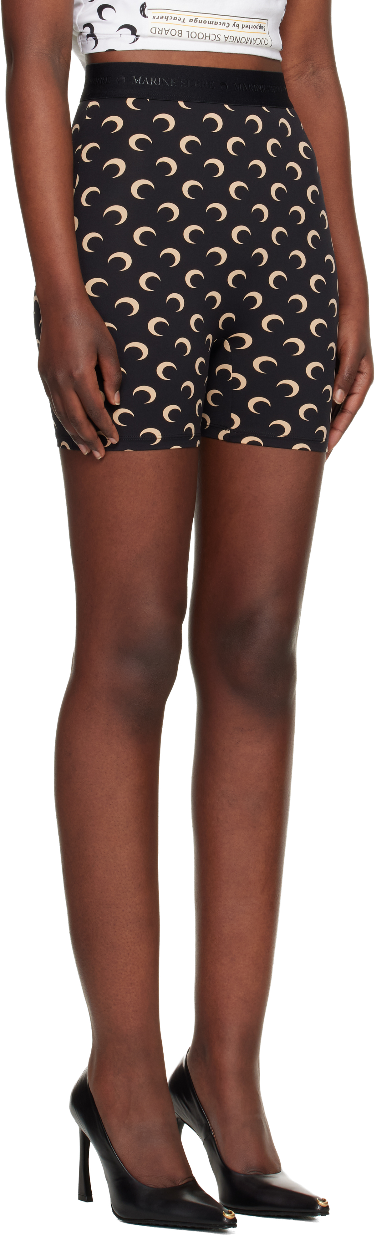 Black Recycled Moon Jersey Mini Shorts