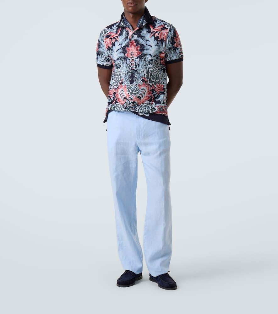 Paisley cotton piqué polo shirt